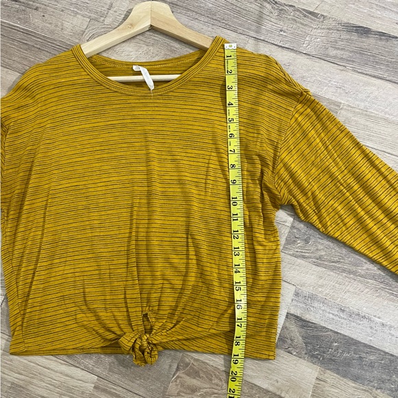 Anthropologie | Caution to the Wind Mustard Striped Key Hole Cropped Long Sleeve - Picture 9 of 9